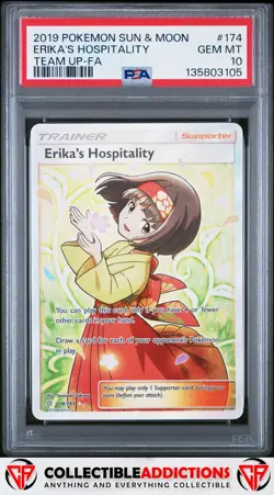 2019 Pokemon Sun & Moon Team Up #174 Erika'S Hospitality PSA 10 Gem Mint - Image 1