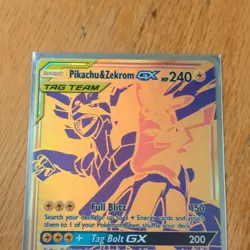 Pokemon TCG Pikachu & Zekrom GX SM168 TAG TEAM Full Art Holo Promo HP 240 Eng - Image 1