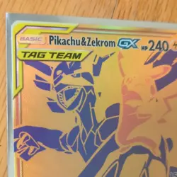 Pokemon TCG Pikachu & Zekrom GX SM168 TAG TEAM Full Art Holo Promo HP 240 Eng - Image 2