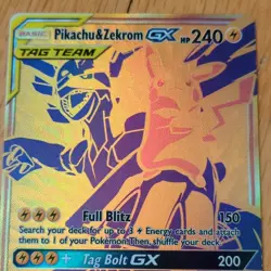 Pokemon TCG Pikachu & Zekrom GX SM168 TAG TEAM Full Art Holo Promo HP 240 Eng - Image 5