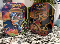 Pokemon TCG Mega Charizard EX Tin Set X & Y Sealed New (2 Tins) - Image 1