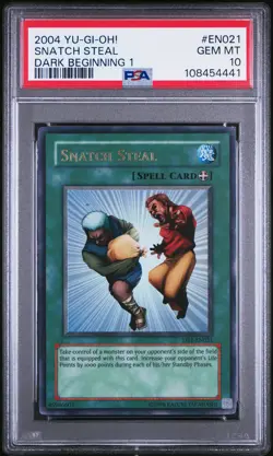 2004 YU-GI-OH! DARK BEGINNING 1 #EN021 SNATCH STEAL PSA 10 - Image 1