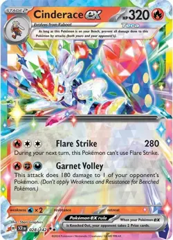 Cinderace ex - EX-Card English SV07: Stellar Crown 028/142 NM Pokemon TCG - Image 1