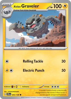 Alolan Graveler 045/159 Common Journey Together Pokemon NM - Image 1