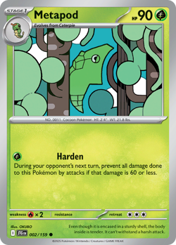 Metapod 002/159 Common Journey Together Pokemon NM - Image 1