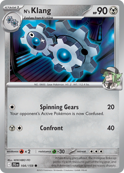 N's Klang 104/159 Common Journey Together Pokemon NM - Image 1