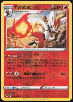 Carte Pokemon Pyrobut 034/202 Reverse Epee et Bouclier Francais - Image 1