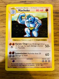 NEAR MINT! Shadowless Machoke (34/102) Base Set Rare Pokemon Card! FAST P&P! - Image 1