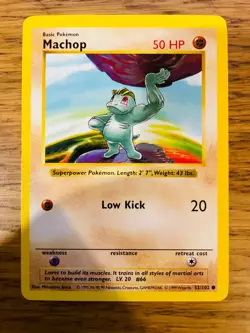 NEAR MINT! Shadowless Machop (52/102) Base Set Rare Pokemon Card! FAST P&P! - Image 1