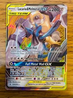 Lucario & Melmetal GX (120/214) Unbroken Bonds Tag Team Holo Rare Pokemon Card! - Image 1