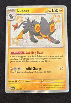 Pokemon TCG Luxray Shiny Rare Card 137/091 Paldean Fates Ultra Rare - Image 1