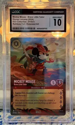 DISNEY LORCANA ENCHANTED MICKEY MOUSE BRAVE LITTLE TAILOR #01 D23 2024 CGC 10 - Image 1