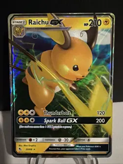 Pokemon TCG Raichu GX Holo Ultra Rare Card 20/68 Hidden Fates - Image 1