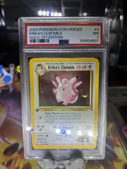 Pokemon TCG Erika's Clefable Gym Heroes Holo Rare Card 3/132 First Edition - Image 1