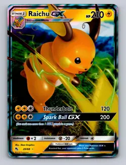 RAICHU GX 20/68 HOLO GX RARE HIDDEN FATES POKEMON NM - Image 1
