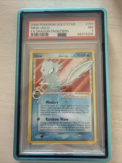 2006 Pokemon Gold Star EX Dragon Frontiers #101 Mew Holo PSA 7 NM - Image 1