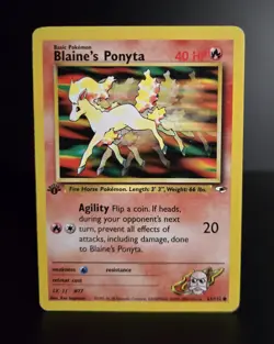 Pokemon TCG - BLAINE'S PONYTA - 1ST EDITION - 63/132 - GYM HEROES (2000) - MP - Image 1