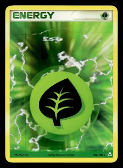 Grass Energy 105/110 Rare Holon Phantoms Reverse Holo Pokemon LP - Image 1