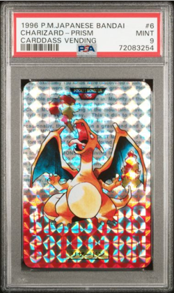 DDU PSA 9 POKEMON BANDAI CARDDASS VENDING #6 CHARIZARD-PRISM 1996 JAPANESE - Image 1