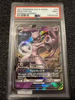 2017 Pokemon Mewtwo GX 39/73 Full Art Shining Legends - PSA 9 - Image 1