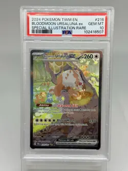 2024 Pokemon Twilight Masquerade Bloodmoon Ursaluna ex SIR #216 PSA 10 Gem Mint - Image 1