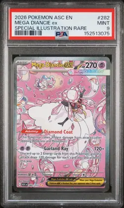 2026 POKEMON ASC EN-ASCENDED HEROES 282 MEGA DIANCIE EX SIR PSA 9 - Image 1
