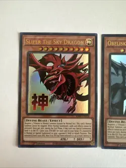 YUGIOH EGYPTIAN GOD SET SLIFER/OBELISK/RA STAMP ULTRA RARE RA05-EN128/129/130 NM - Image 2