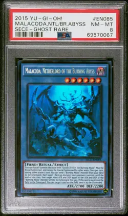 Malacoda, Netherlord of the Burning Abyss #EN085 2015 SECE Ghost Rare PSA 8 - Image 1