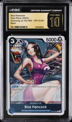 2025 ONE PIECE CARRYING ON HIS WILL RARE #OP13-051 BOA HANCOCK CGC 10 PRISTINE - Image 1