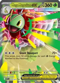 MEGA MEGANIUM EX 010/217 DOUBLE RARE ME: ASCENDED HEROES POKEMON NEAR MINT - Image 1