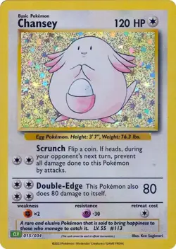 Chansey - 015/034 CLV TCG Classic Pokemon - NM/MINT - Image 1