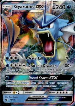 Pokemon TCG Holo Full Art Gyarados GX SM - Crimson Invasion 18/111 - Image 1