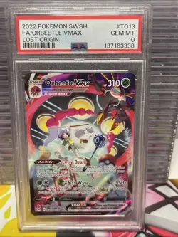 2022 POKEMON SWORD & SHIELD LOST ORIGIN #TG13 FULL ART/ORBEETLE VMAX PSA 10 - Image 1