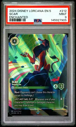 2024 DISNEY LORCANA EN 5-SHIMMERING SKIES ENCHANTED SCAR - VENGEFUL LION PSA 9 - Image 1
