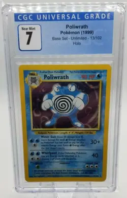 Poliwrath Pokemon Card 1999 WOTC Base Set 13/102 Holo CGC 7 Near Mint - Image 1
