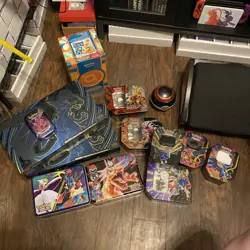 Lot Of Pokemon TCG Tins, UPC, Supplies, Stickers NO CARDS - Image 1