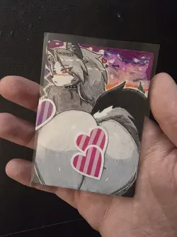 Magic MTG Altered Swamp Land Card | Hand Colored & Painted Anime Wolf Girl - Image 2