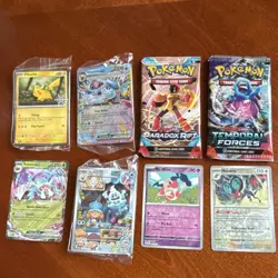 Pokemon Card Lot Paradox Rift & Temporal Forces Packs Pikachu Glaceon Mr. Mime - Image 1