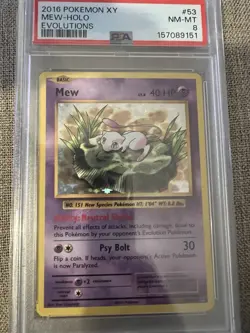 Pokemon TCG Evolutions Mew Holo Rare 53/108 PSA 8 Graded Card Age Level 6+ - Image 1