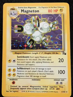 Pokemon TCG Magneton Fossil Holo Rare Unlimited Card 11/62 80 HP English 1999 - Image 1