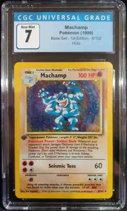 Machamp 8/102 Base Set 1st Edition Holo Rare CGC 7 Near Mint Pokemon TCG - Image 1