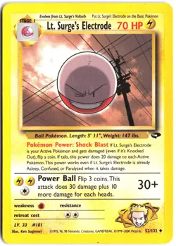 Lt. Surge's Electrode 52/132 Uncommon Gym Challenge Pokemon - Image 1