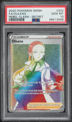 2020 Pokemon Rebel Clash Rainbow Rare Oleana #202 PSA 10 - Image 1