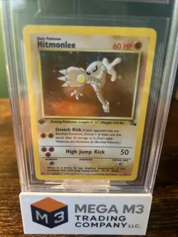 1999 Pokemon TCG Holo Rare Hitmonlee 7/62 Fossil Set First Edition BGS 8 - Image 2