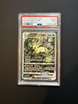 2023 POKEMON SWORD & SHIELD CROWN ZENITH #GG35 FULL ART/LEAFEON VSTAR PSA 9 - Image 1