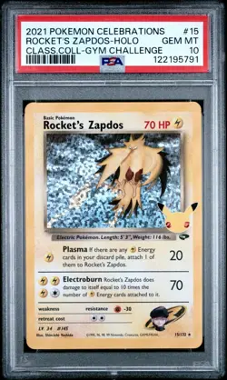 2021 Pokemon Celebrations Classic Collection 15 Rocket's Zapdos -Holo PSA 10 - Image 1