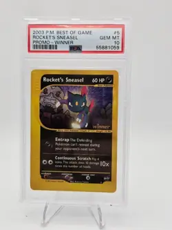 Pokemon Rockets Sneasel Stamped Winner Game Promo #5 PSA 10 - Image 1