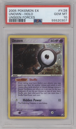 PSA 10 GEM MINT 2005 POKEMON EX UNSEEN FORCES #Y/28 UNOWN-HOLO UNSEEN FORCES - Image 1