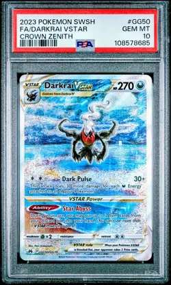 2023 POKEMON SWORD & SHIELD CROWN ZENITH #GG50 FULL ART/DARKRAI VSTAR PSA 10 - Image 2