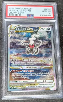 2023 POKEMON SWORD & SHIELD CROWN ZENITH #GG50 FULL ART/DARKRAI VSTAR PSA 10 - Image 4